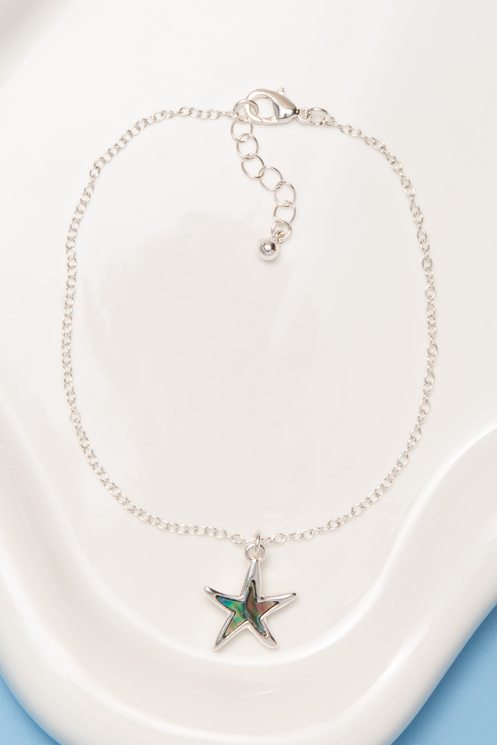 Evangeline Abalone Shell Star Charm Chain Anklet