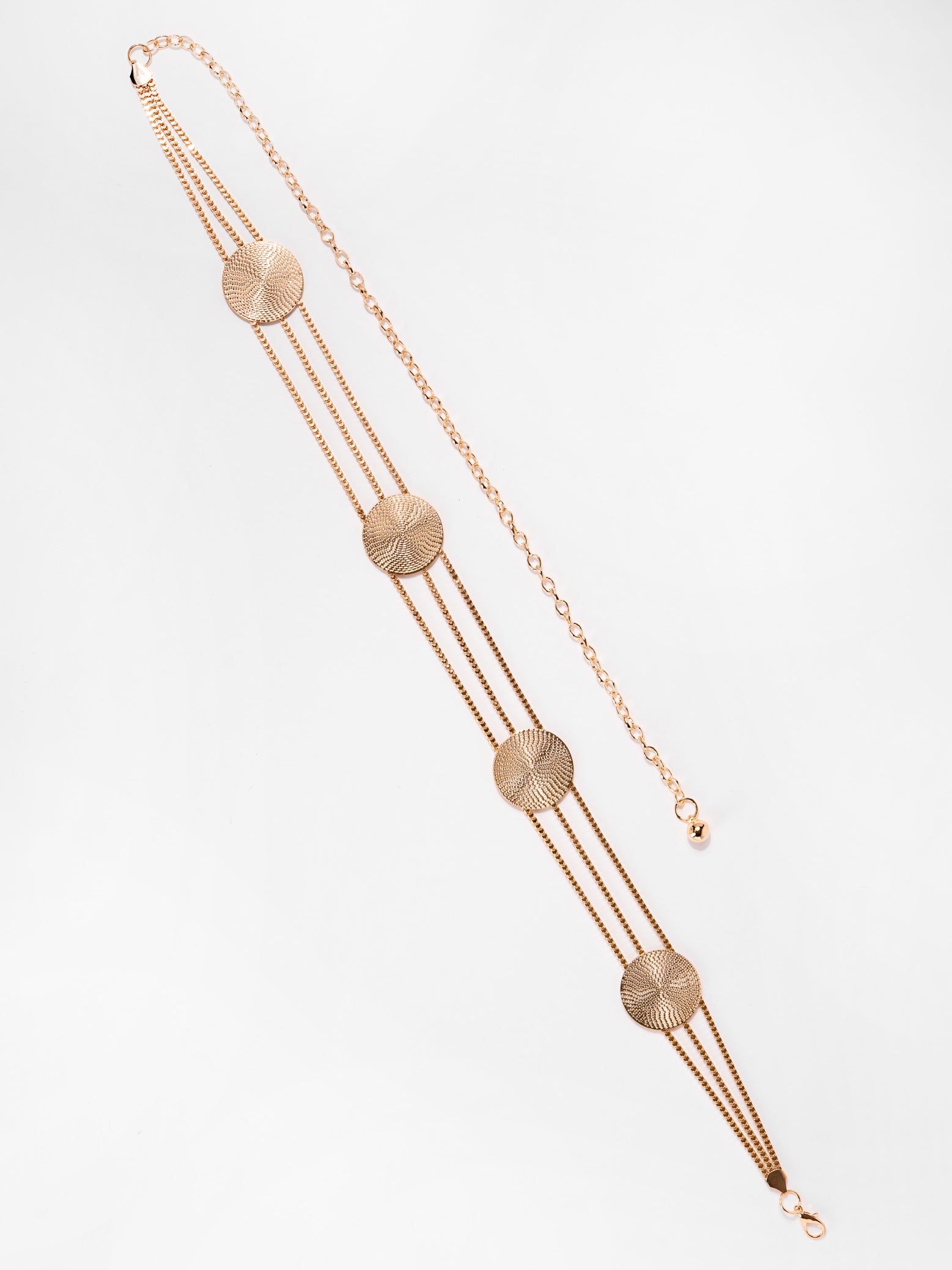 Callista Multi Strand Disc Chain Link Waist Belt | Gold