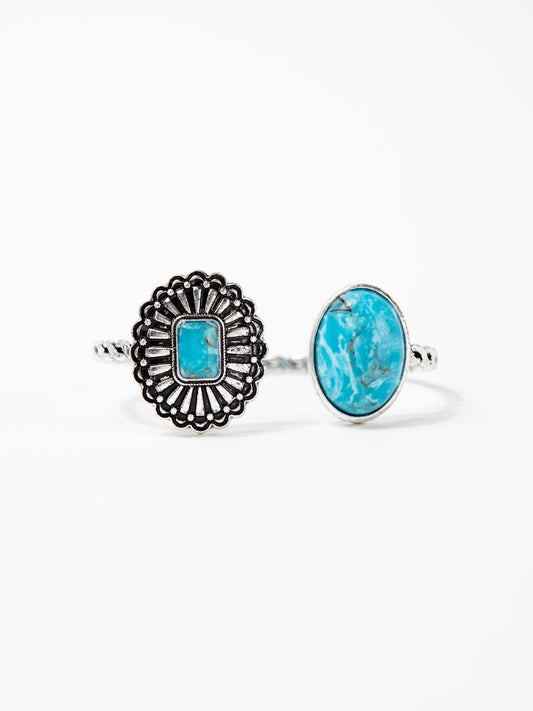 Kylie Western Inlay Turquoise Rope Cuff Bracelet