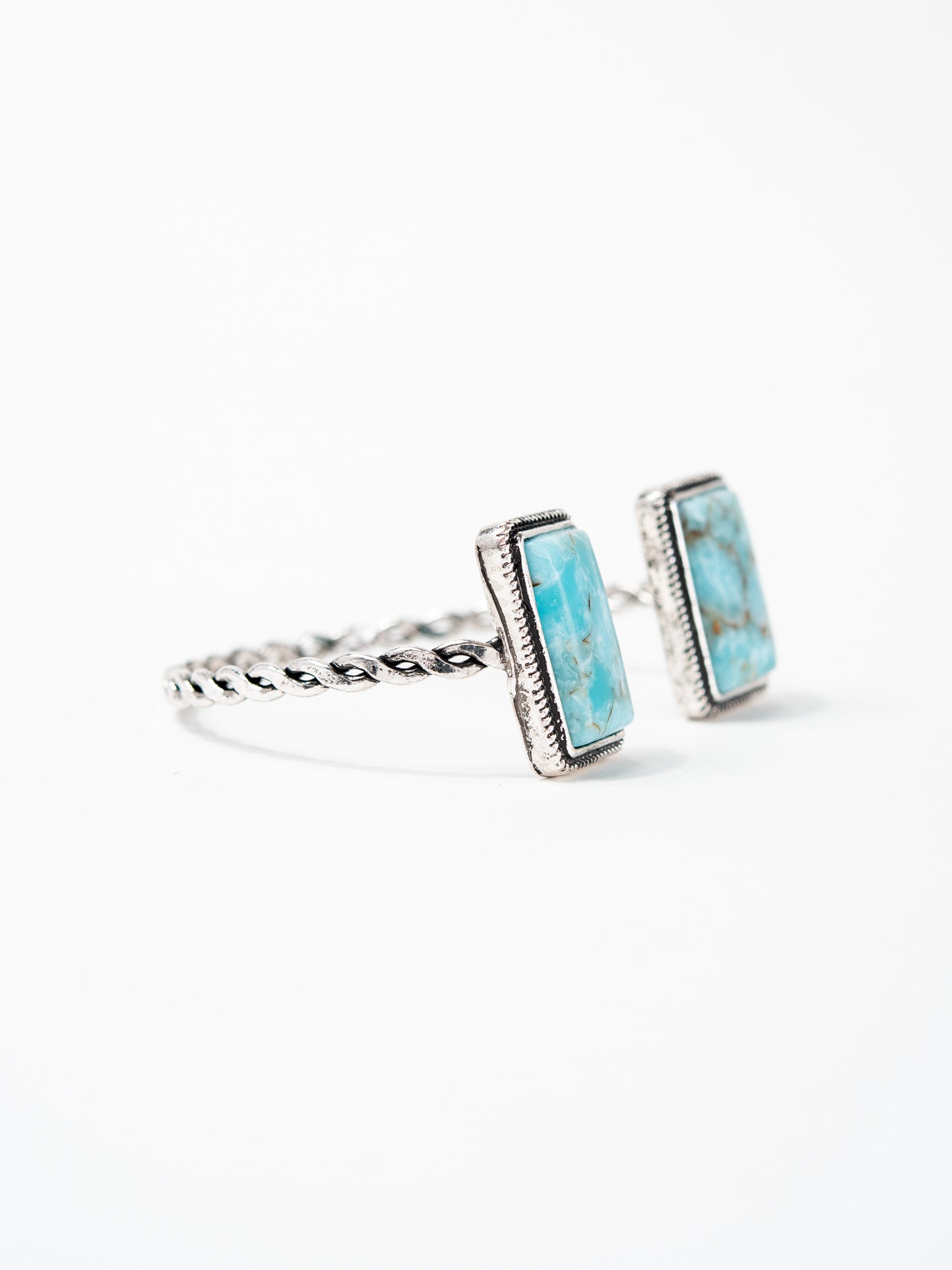 Leslie Western Inlay Turquoise Rope Cuff Bracelet
