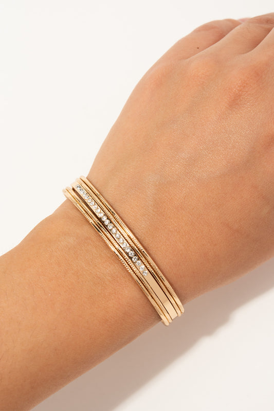 Haillee Rhinestone Cuff Bracelet - Gold