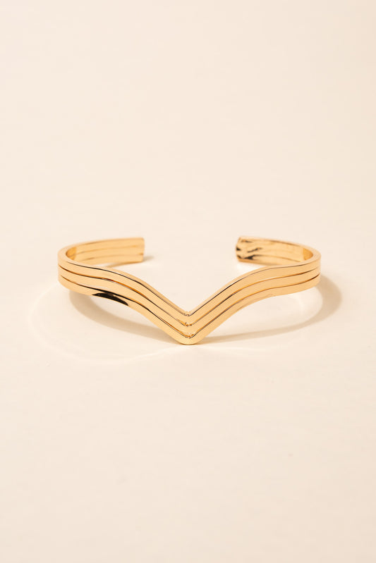 Cyra 3 Row V-Shape Metal Cuff Bracelet