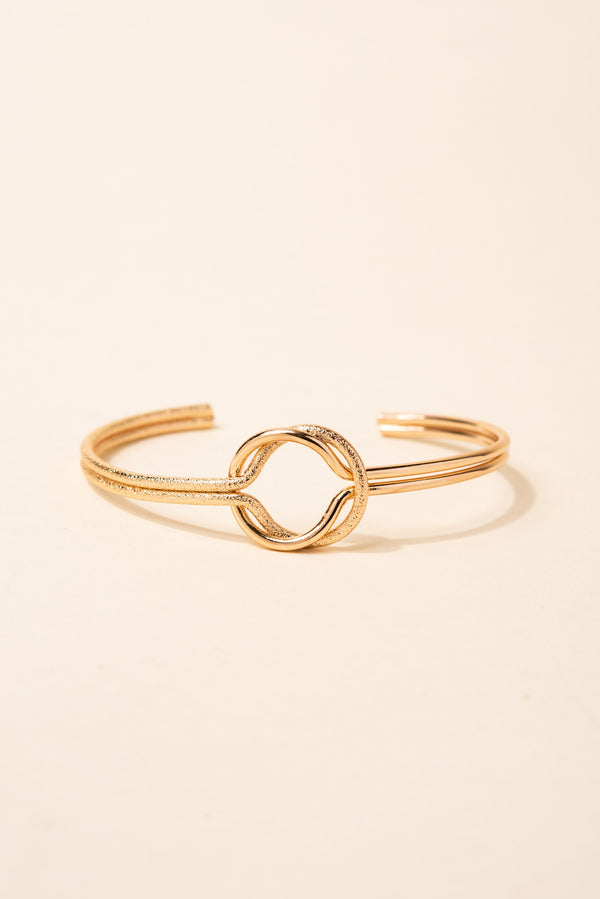 Seraphina 2 Row Interlocking Loop Cuff Bracelet - Gold