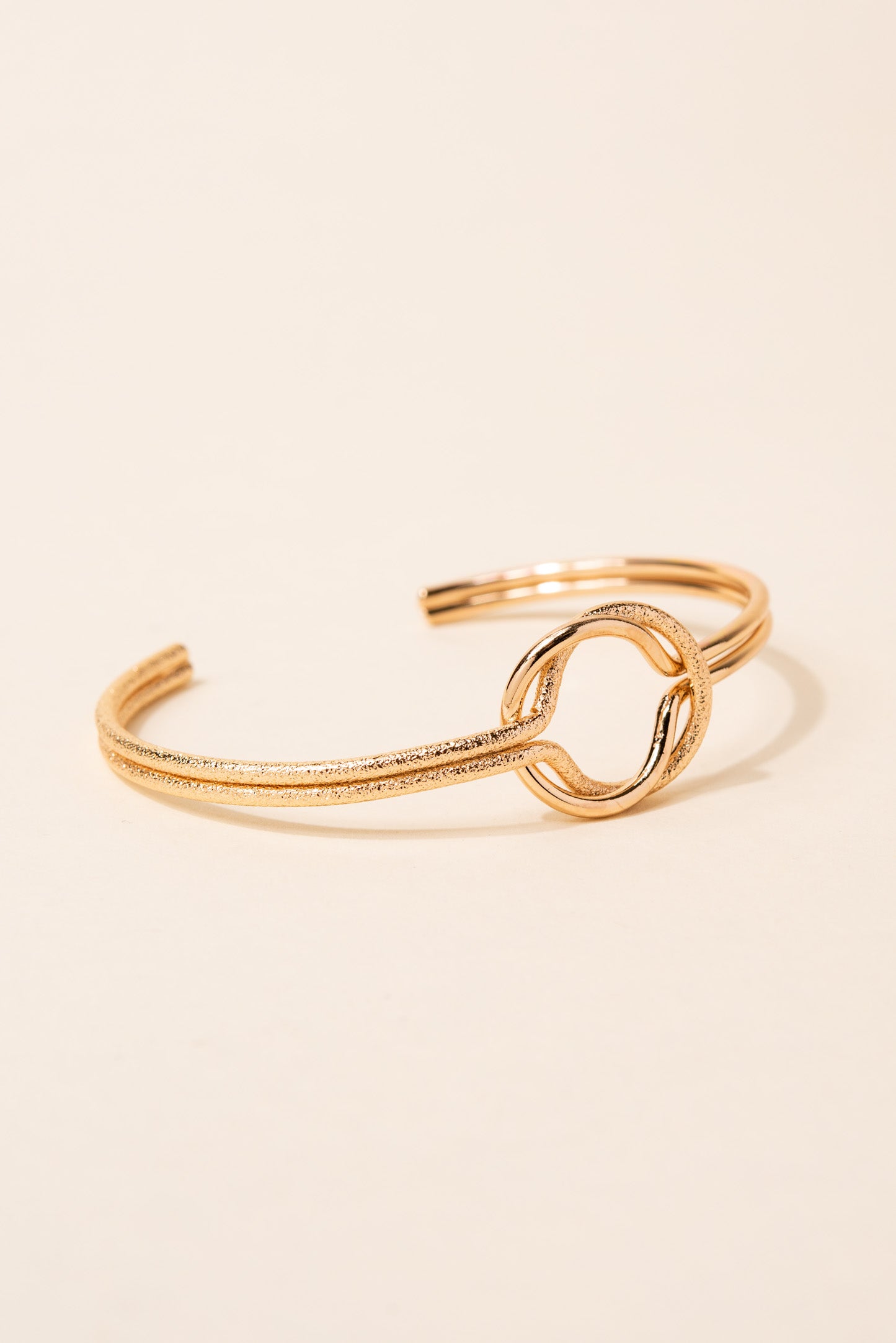 Seraphina 2 Row Interlocking Loop Cuff Bracelet - Gold