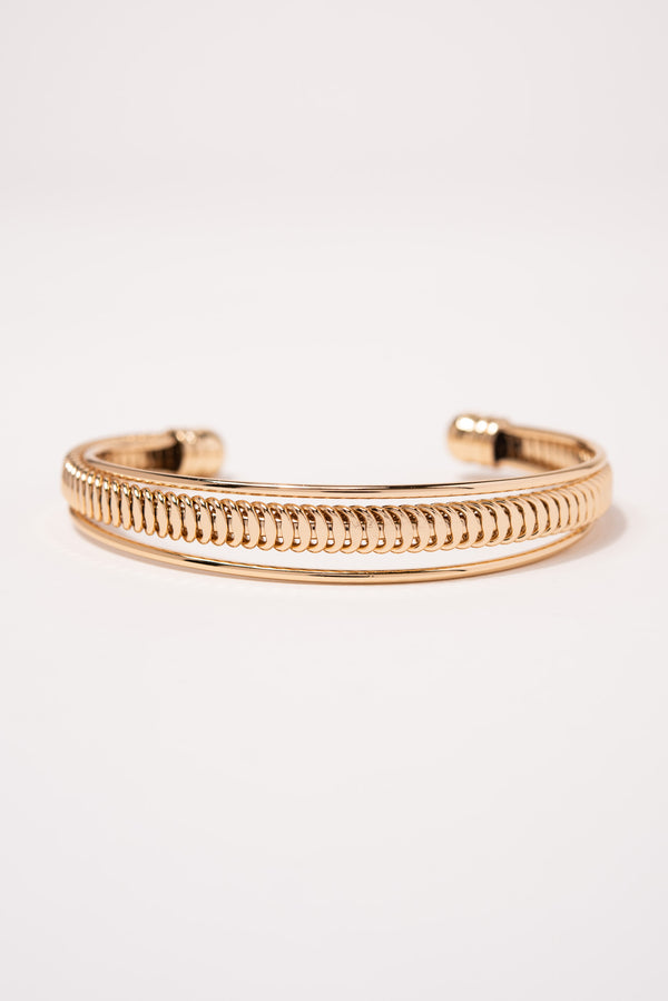 Heather Ribbed Cuff Bracelet - Gold