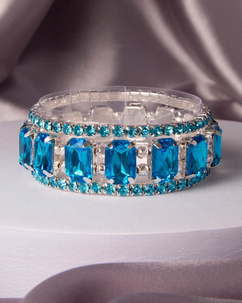 Lyanna Multi-Cut Prong-Set Crystal Bracelet Set | Aqua