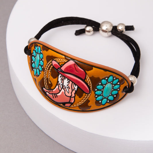 Isabella Western Cowboy Boots Tooled Leather Slider Bracelet