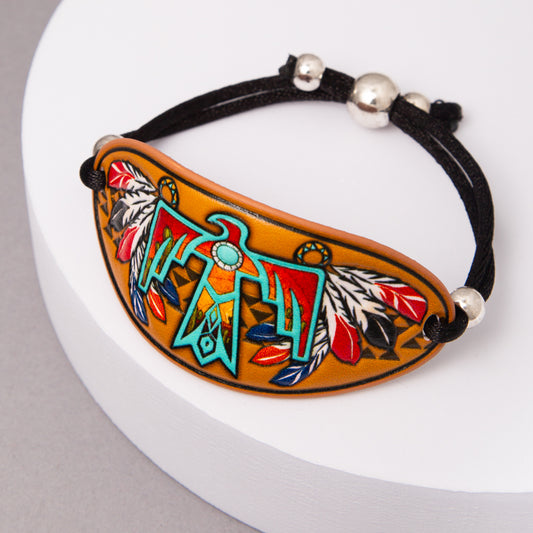 Camila Western Floral Steer Head Tooled Leather Slider Bracelet