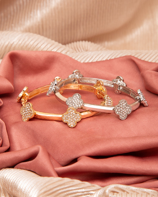 Melania Jeweled Quatrefoil Stretch Bracelet