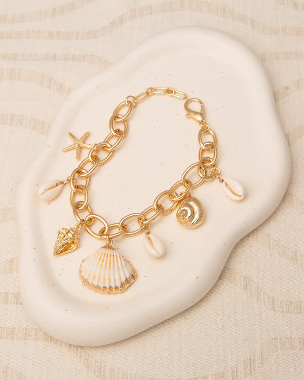 Sandra Seashell Theme Multi-Charm Chain Bracelet