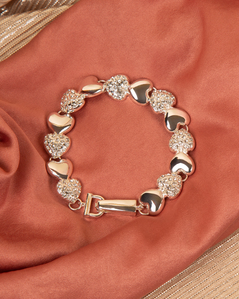 Juliana Valentine's Day Theme Heart Charm Magnetic Bracelet | Silver