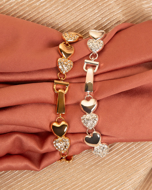 Juliana Valentine's Day Theme Heart Charm Magnetic Bracelet | Gold