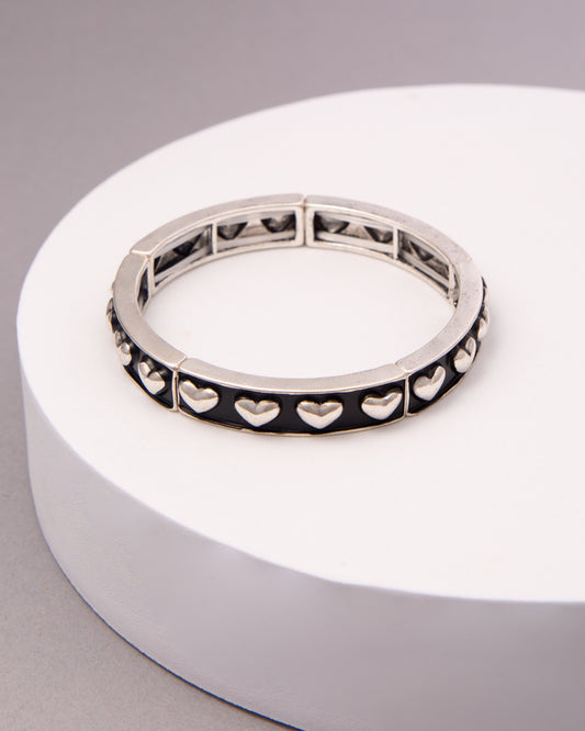 Peyton Western Bubble Heart Beaded Stretch Bracelet