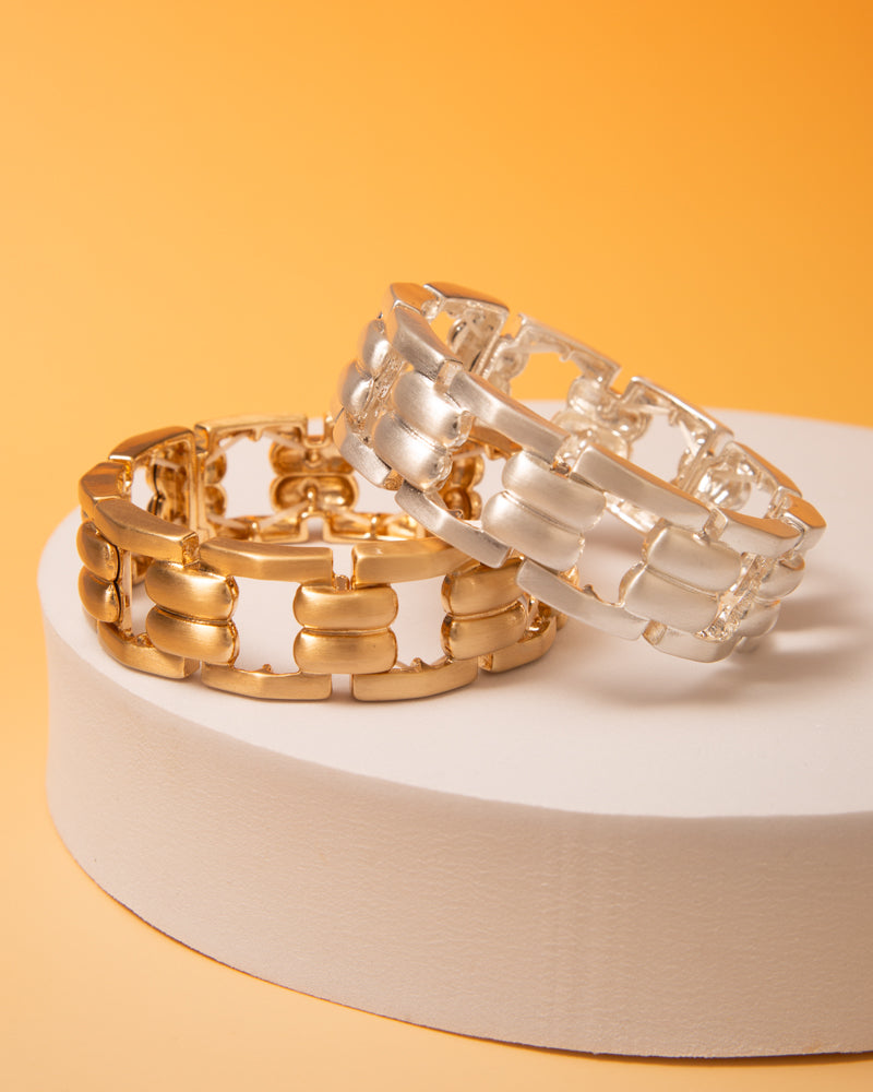 Camile Linked Oval Chain Stretch Bracelet