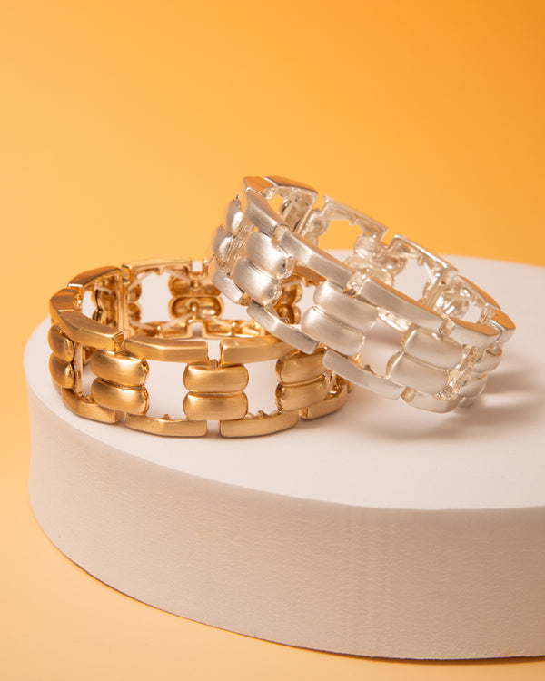 Camile Linked Oval Chain Stretch Bracelet
