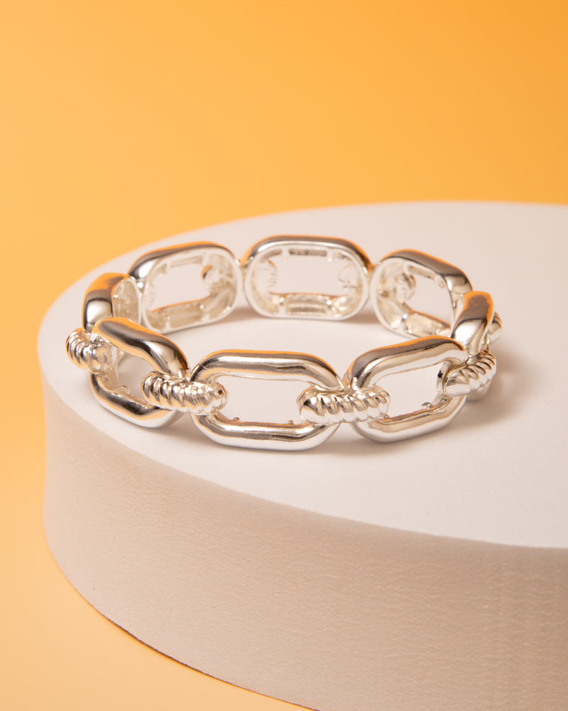 Ruth Linked Rectangular Chain Bracelet | Silver