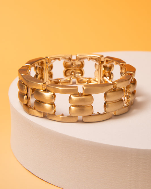 Camile Linked Oval Chain Stretch Bracelet | Gold