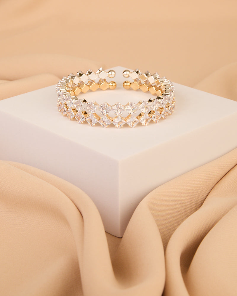 Camile Channel Set Princess Cut Cubic Zirconia Cuff Bracelet