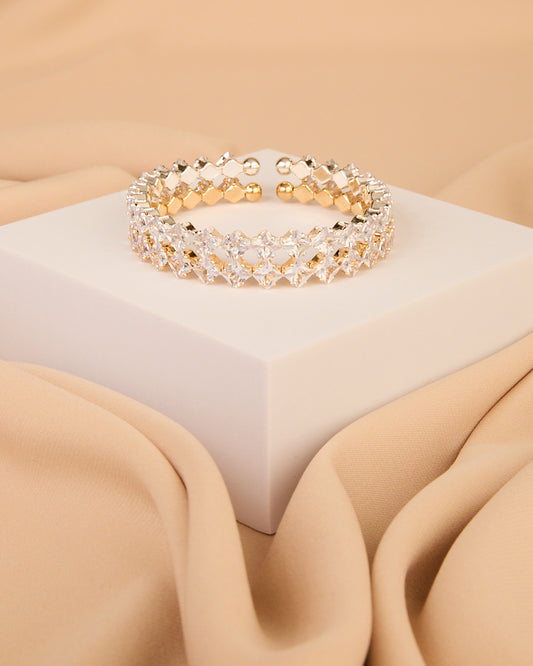 Camile Channel Set Princess Cut Cubic Zirconia Cuff Bracelet