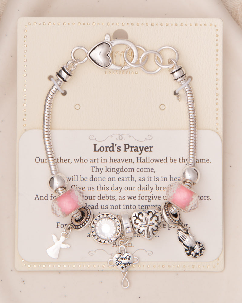 Carrie Crystal Embellished "Lord's Prayer" Charm Bead Bracelet