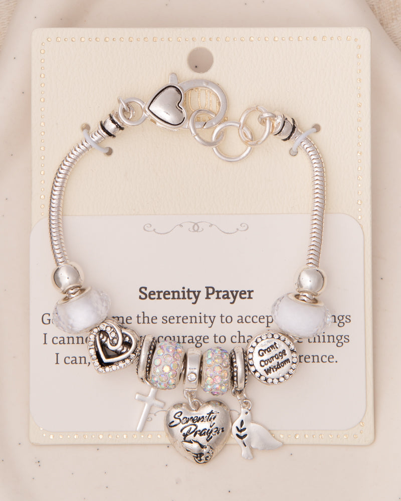Genevieve Rhinestone Embellished "Serenity" Charm Bead Bracelet