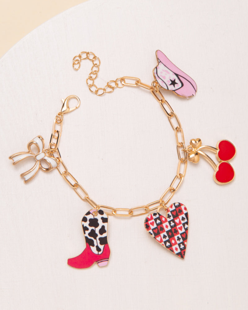 Sabrina Western Theme Enamel Charm Chain Bracelet