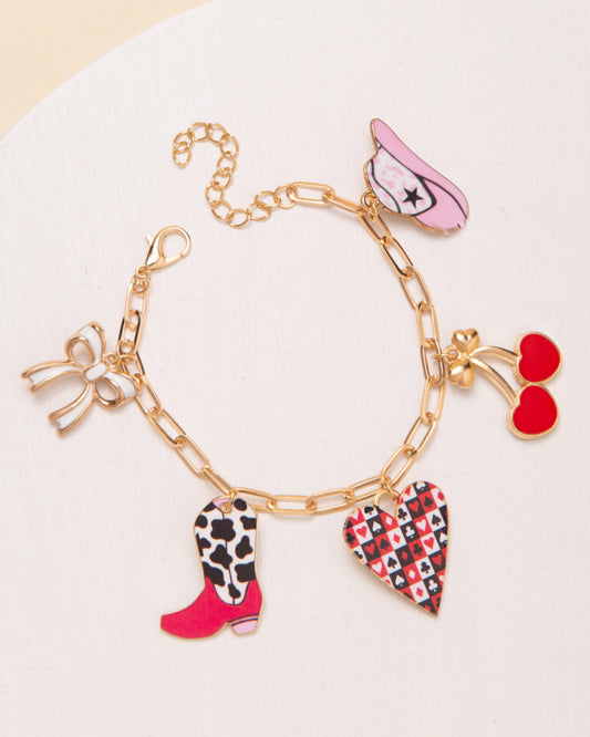 Sabrina Western Theme Enamel Charm Chain Bracelet