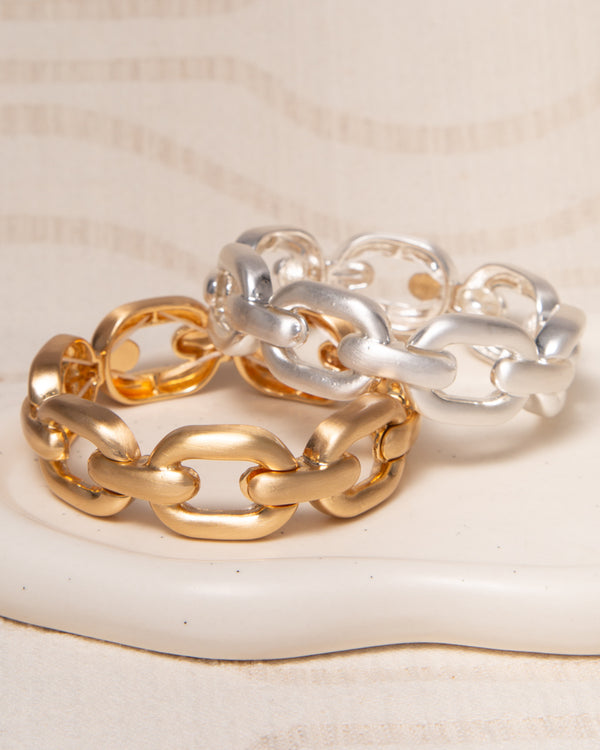 Elisabeth Brushed Finish Anchor Link Chain Stretch Bracelet