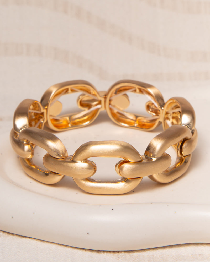 Elisabeth Brushed Finish Anchor Link Chain Stretch Bracelet