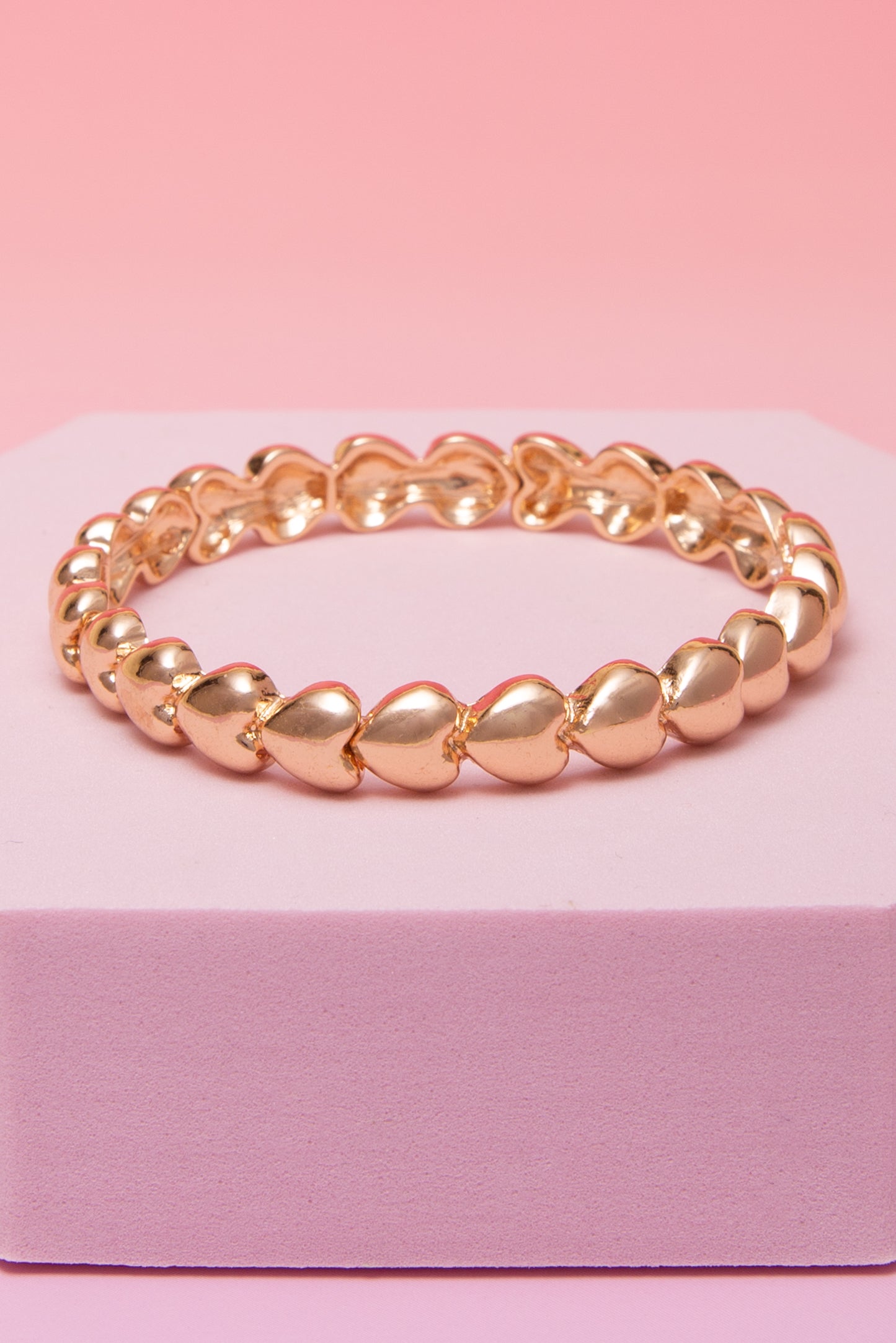 Sage Polished Puff Heart Stretch Band Bracelet