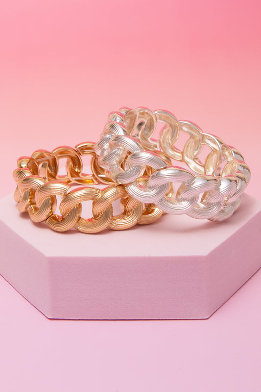 Esther Oval Curb Linked Chain Stretch Bracelet