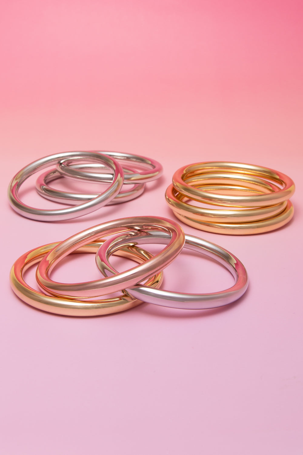 Blake 3pc Polished Multi-Layer Bangle Bracelet Set