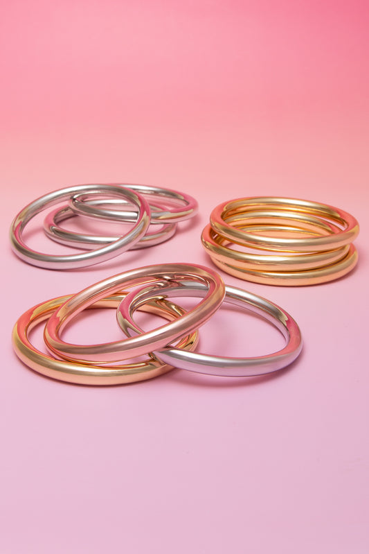 Blake 3pc Polished Multi-Layer Bangle Bracelet Set