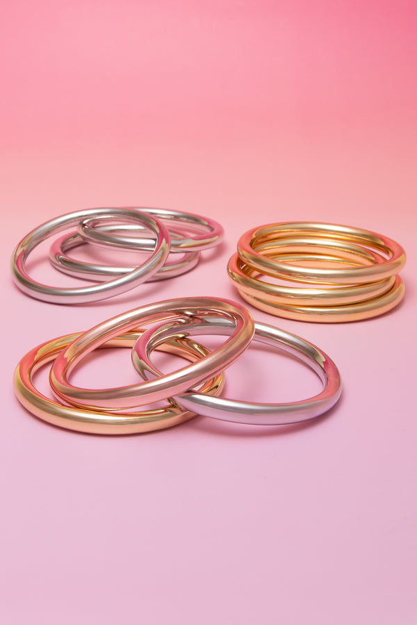 Blake 3pc Polished Multi-Layer Bangle Bracelet Set