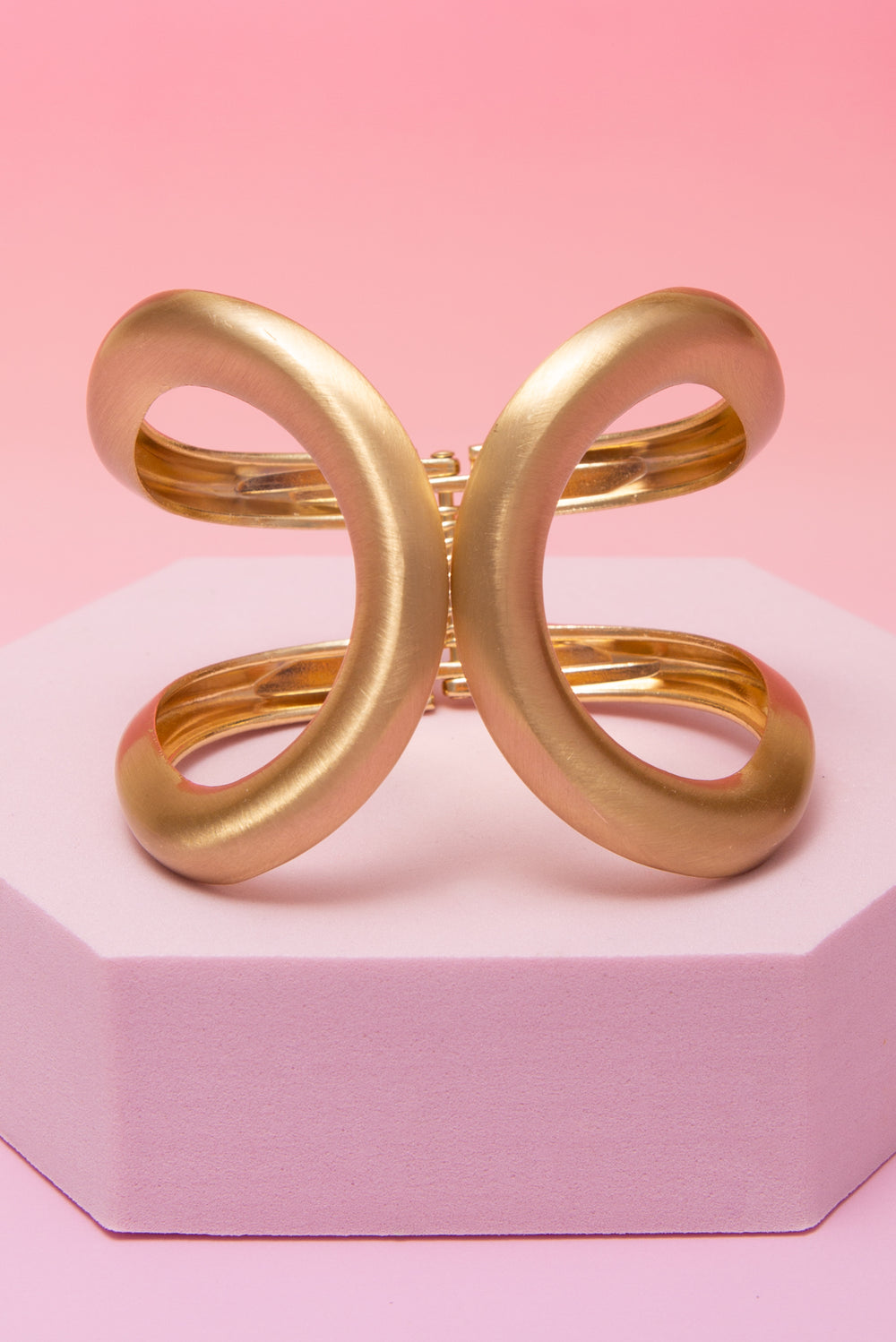 Nyla Polished Open Inlay Hinged Bangle Bracelet