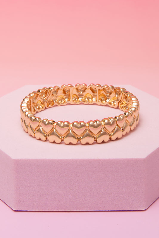 Lucia Polished Up-Down Puffy Heart Sequence Stretch Bracelet