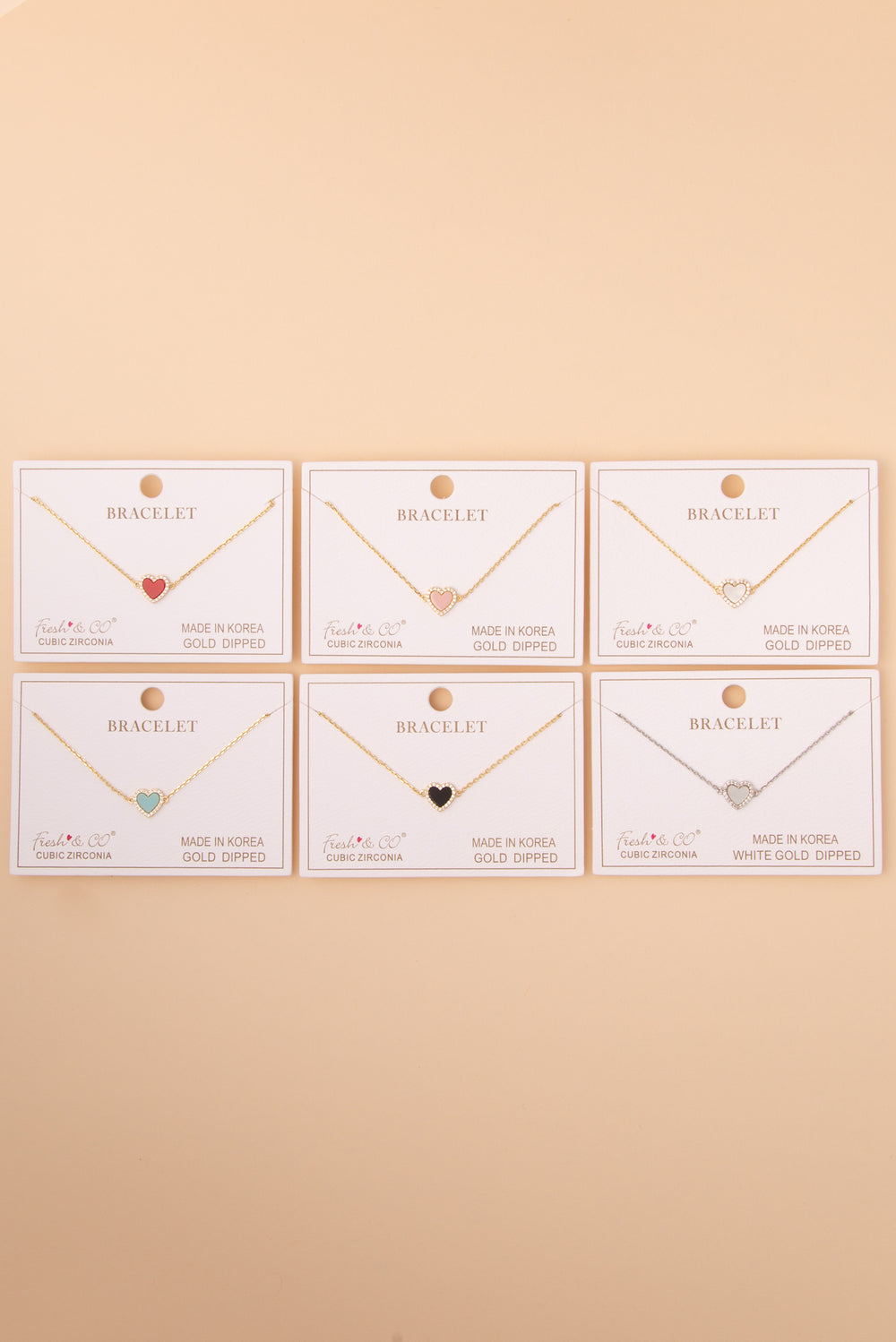 Alice Cubic Zirconia Pavé Enamel Heart Chain Bracelet
