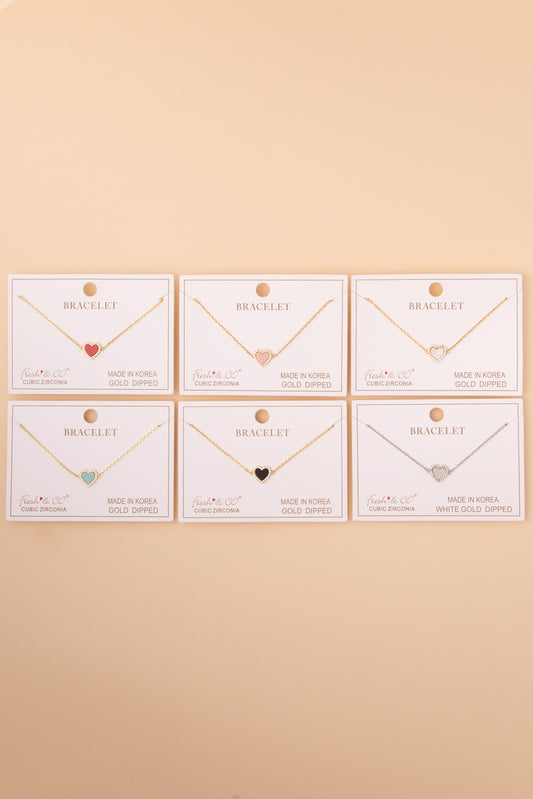 Alice Cubic Zirconia Pavé Enamel Heart Chain Bracelet