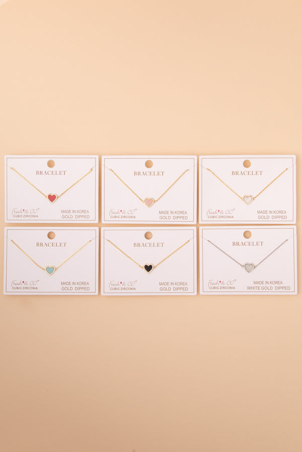 Alice Cubic Zirconia Pavé Enamel Heart Chain Bracelet