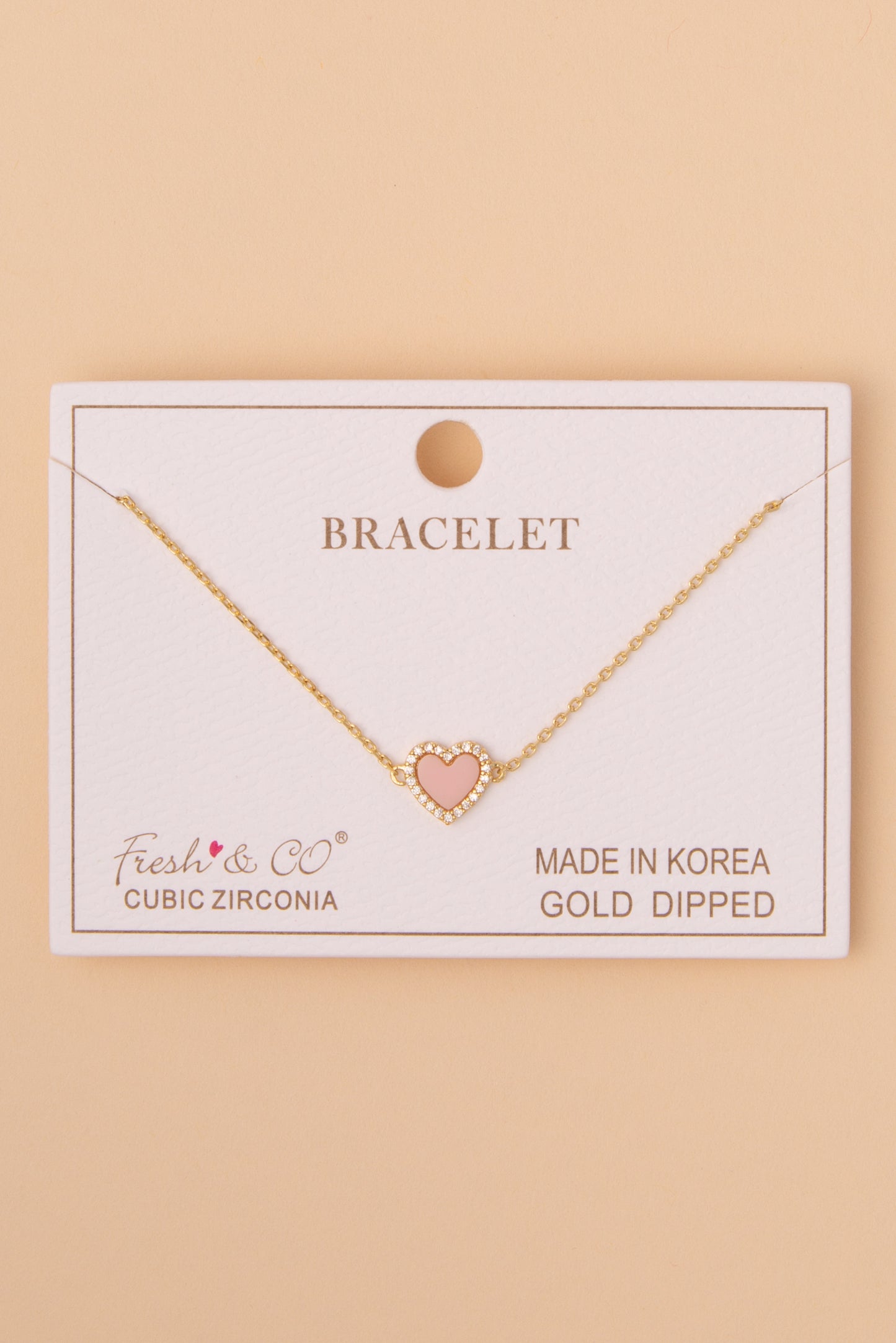 Alice Cubic Zirconia Pavé Enamel Heart Chain Bracelet