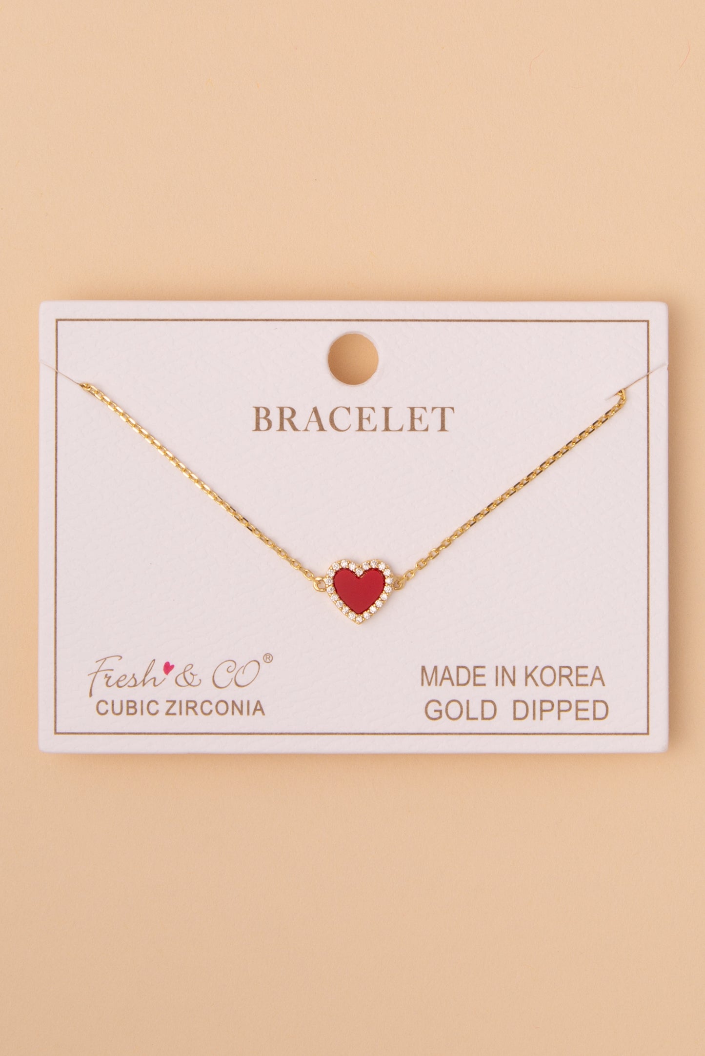 Alice Cubic Zirconia Pavé Enamel Heart Chain Bracelet