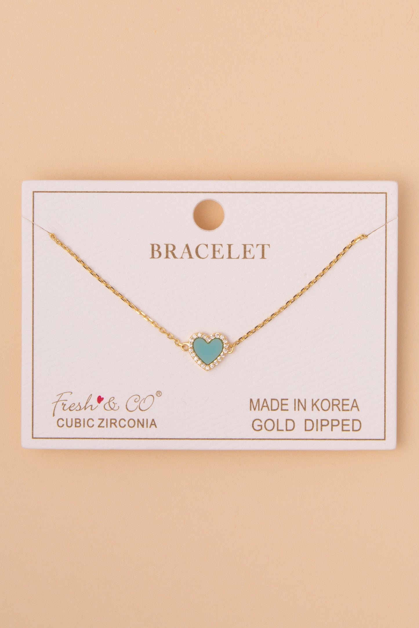 Alice Cubic Zirconia Pavé Enamel Heart Chain Bracelet