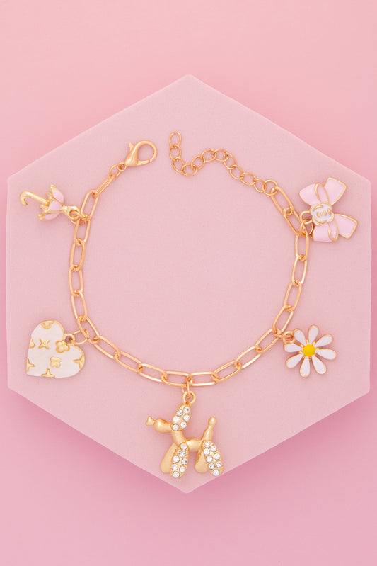 Savannah Kawaii Theme Charm Bracelet with Enamel Trinkets