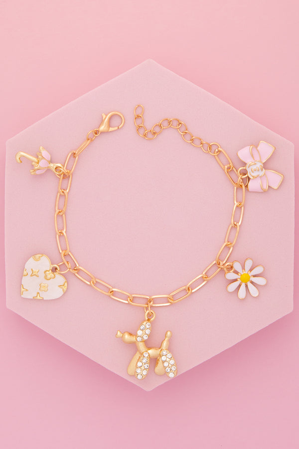 Savannah Kawaii Theme Charm Bracelet with Enamel Trinkets