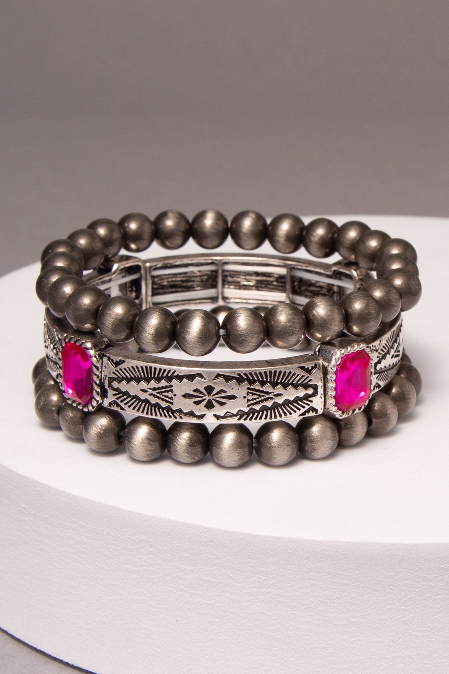 Avani Western Crystal Embellished 3 Piece Etched Bracelet Set