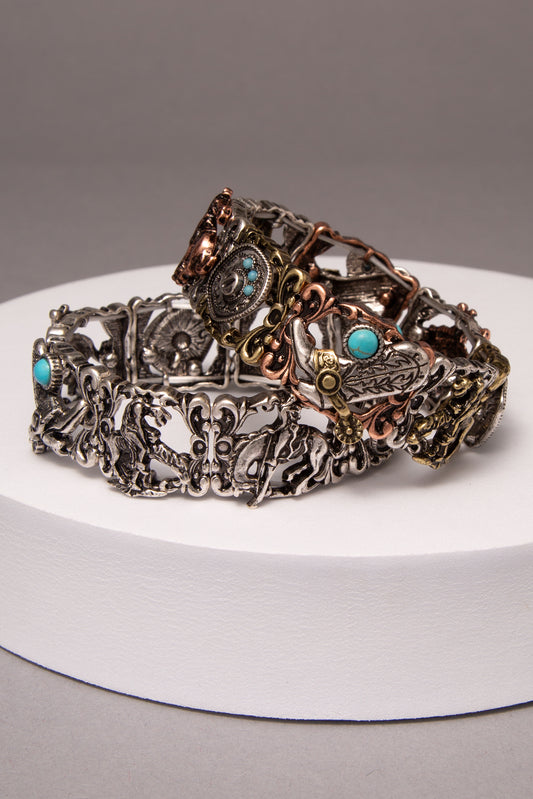 Nova Western Cowboy Themed Stretch Bracelet