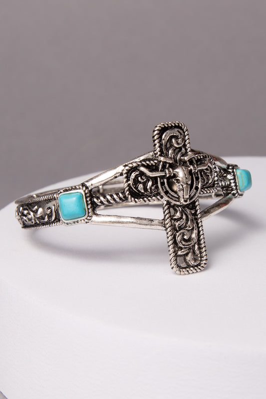 Sofia Western Filigree Steerhead Cross Stretch Bracelet