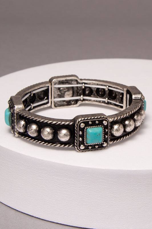 Ella Western Bubble Beaded Turquoise Bangle Bracelet