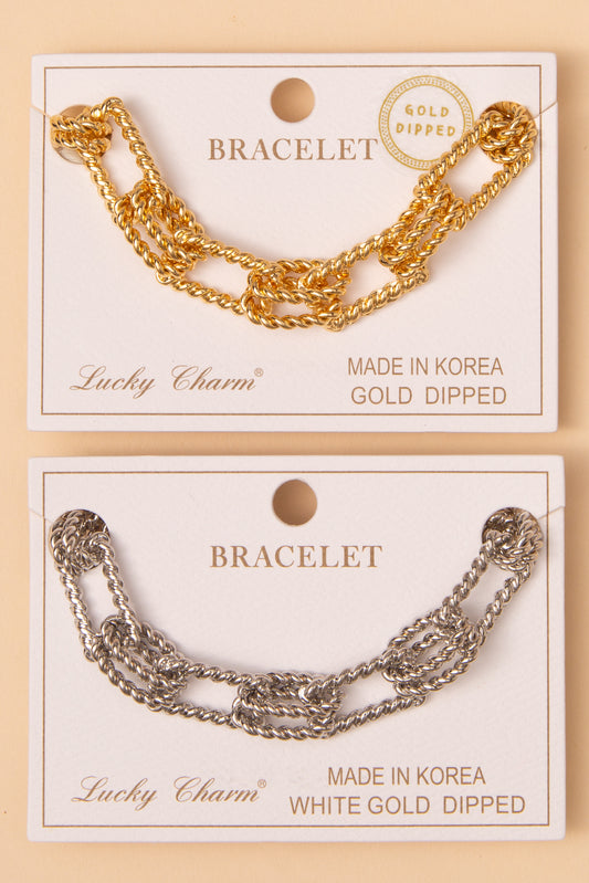 Sofia Polished Rope Patterned Chain Link Bracelet