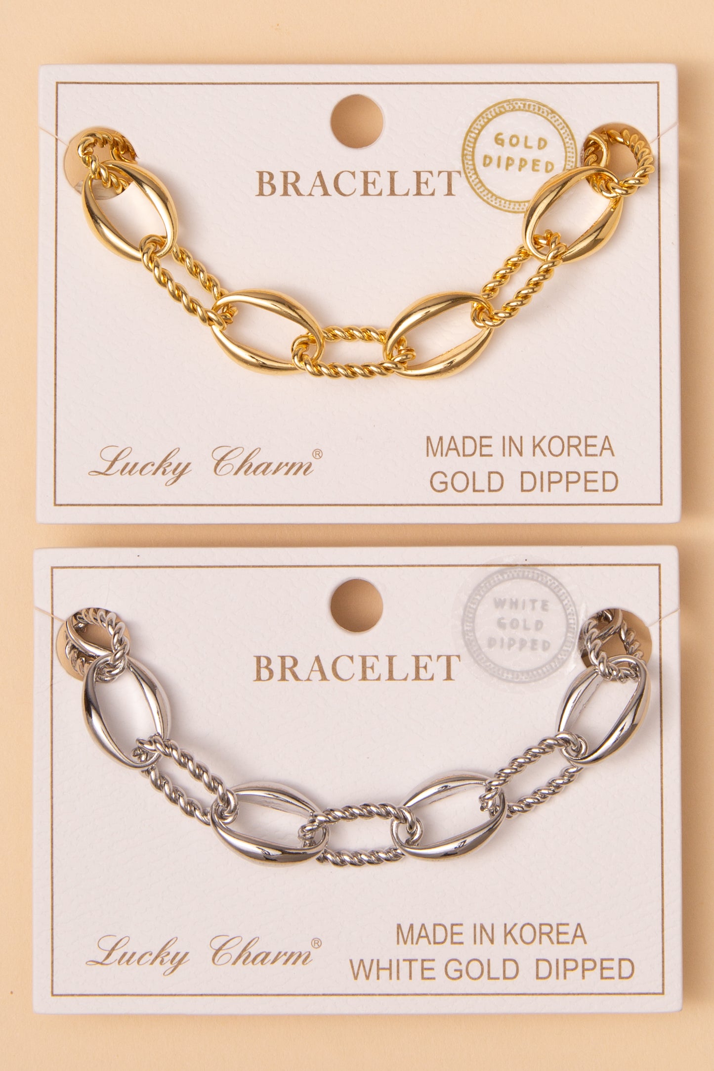 Camila Polished Multi-Textured Patterned Chain Link Bracelet